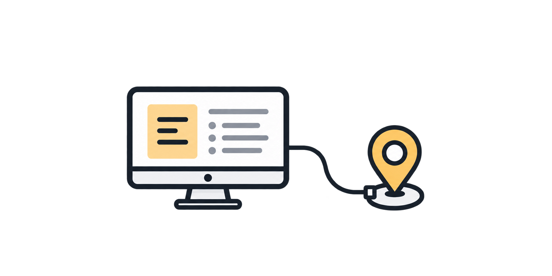 Illustration of a desktop computer tethered to a fixed location.