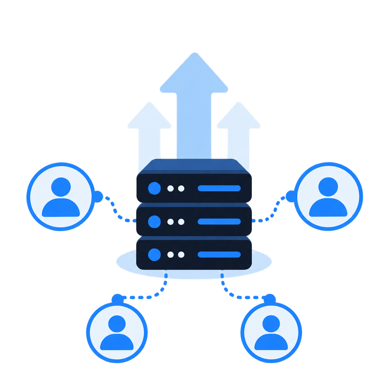 Illustration of on-premise servers connecting distributed teams.