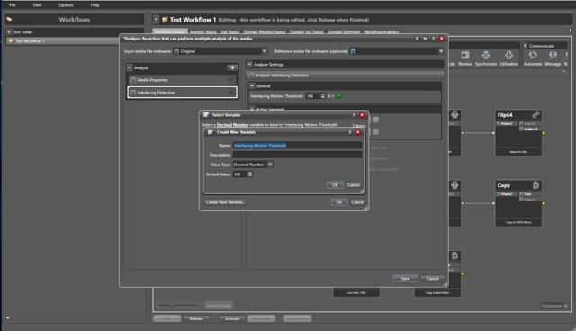 Several configuration modals open on top of one another while editing a single workflow node.