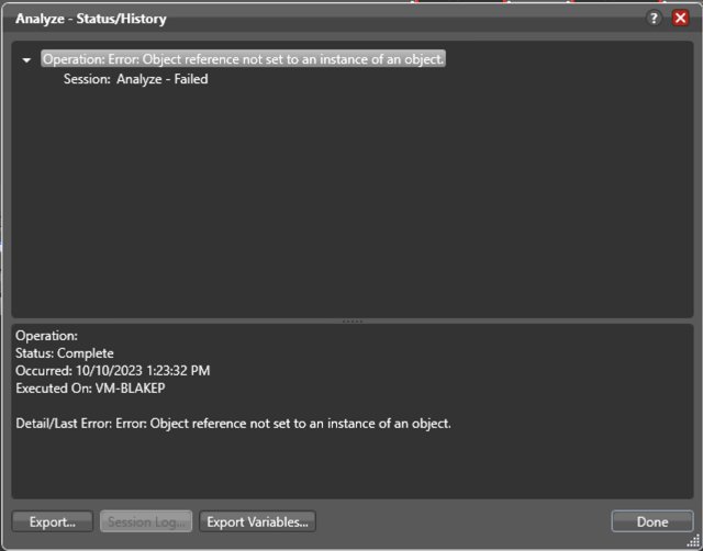A generic job-failed message with no detail on which configuration caused the failure.